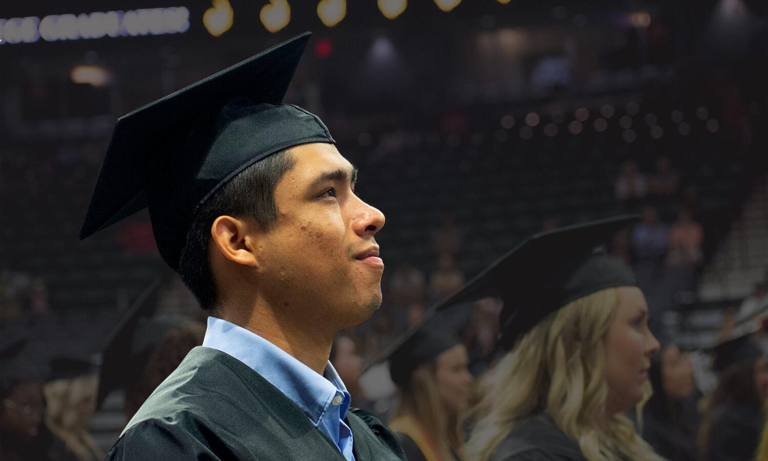 a person in a graduation gown